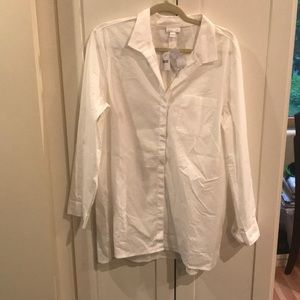JJill white cotton/poly/spandex blouse, large